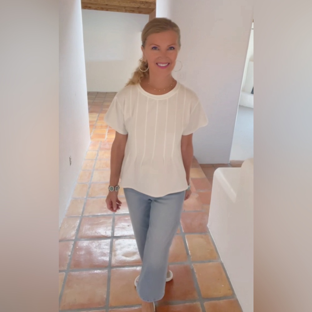 NWT WHITE CROP TUNIC TOP-S - Picture 10 of 14